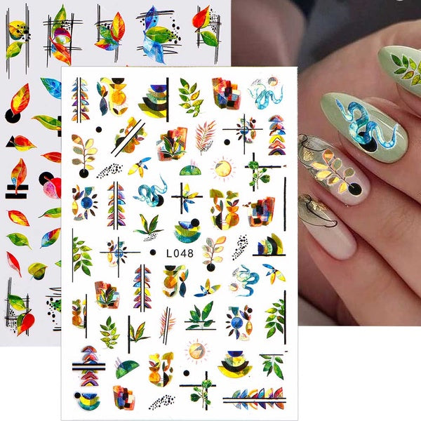 3D Holographic Flower Spring Nail Stickers Summer Floral Leaves Butterfly Nail Decals Nail Accessories for Nail Art Decorations