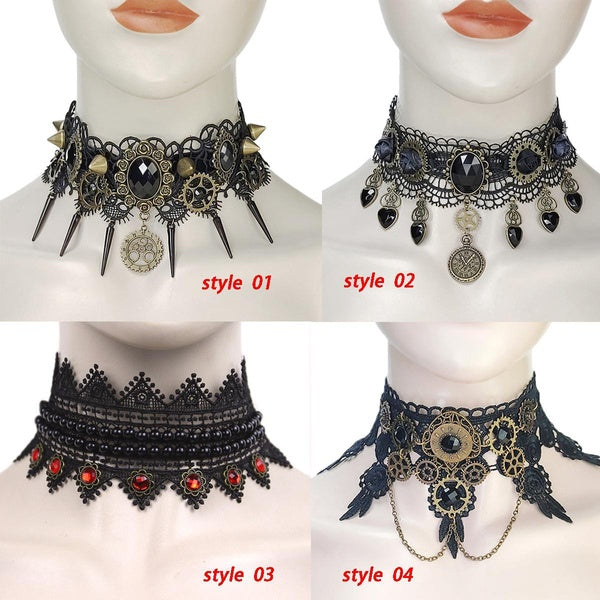 Women Party Gothic Steampunk Gear Collar Choker Necklace Party Accessories