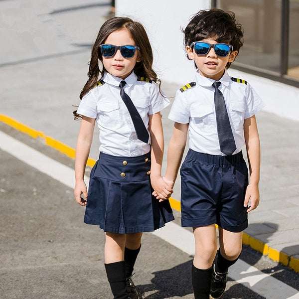 Children's Uniforms Two-Piece Suits Kids Preppy Style Outfits Boys & Girls Tie Shirts +shorts & Skirts School Sets 2-15 Years