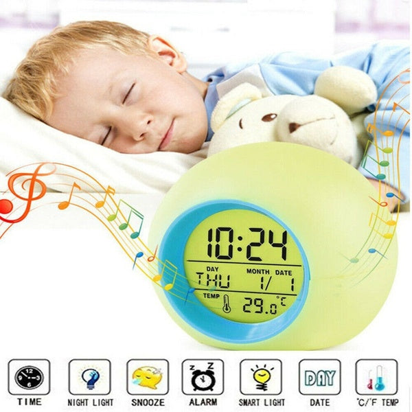 Digital LED Light Wake Up Bedside Desk Sunrise Alarm Clock With Natural Sounds