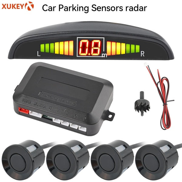 XUKEY Parking Sensor Kit Buzzer Backlight Reverse Backup Monitor Radar Sound Alert Indicator With 4X Sensors Accurate Digital Display
