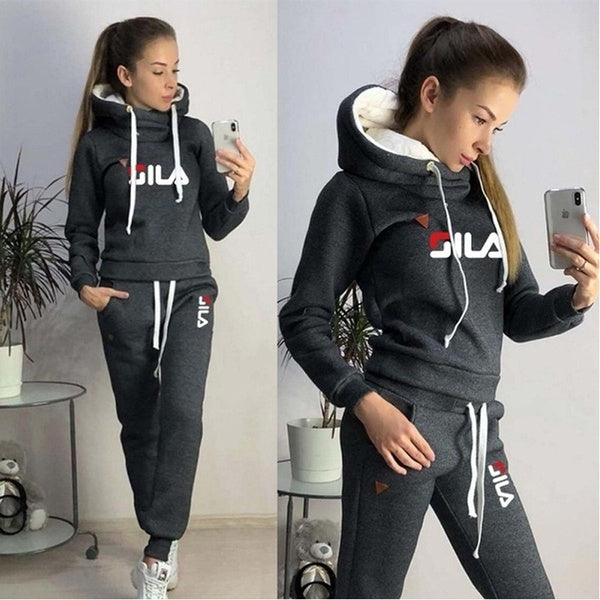 Nouveau automne-hiver Fitness Jogging costume femmes mode sport de plein air costume polaire noir sport costume + pantalon costume tenue décontracté