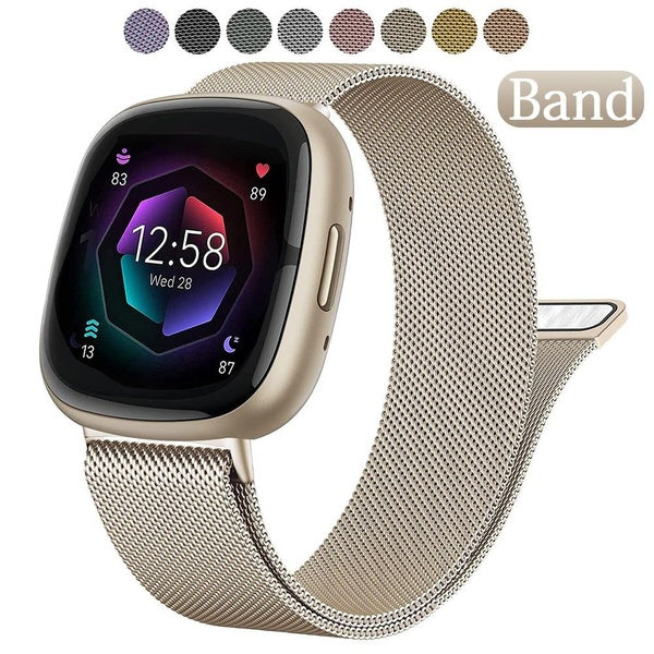 Band Strap for Fitbit Versa 4 3 2 Band Sense-Lite,Stainless Steel Metal Magnetic Watchband Bracelet Belt Accessories for Fitbit Versa Matron Inn