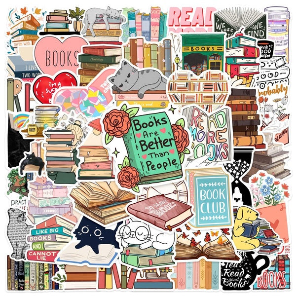 10-50PCS Diary Book Reading Stickers Aesthetic DIY Kids Scrapbook Notebook Laptop Guitar Luggage Graffiti Sticker