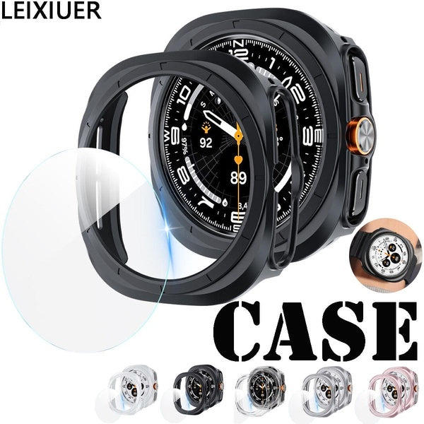 LEIXIUER Tempered Glass+PC Case for Samsung Galaxy Watch Ultra 47mm Case Film Screen Protector Bumper for Galaxy Watch Ultra 47 mm Cover(1 Pcs)