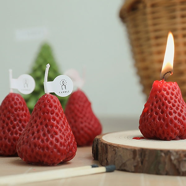 1PC-2PCS Strawberry Decorative Aromatic Candles Soy Wax Scented Candle for Birthday Wedding Candle