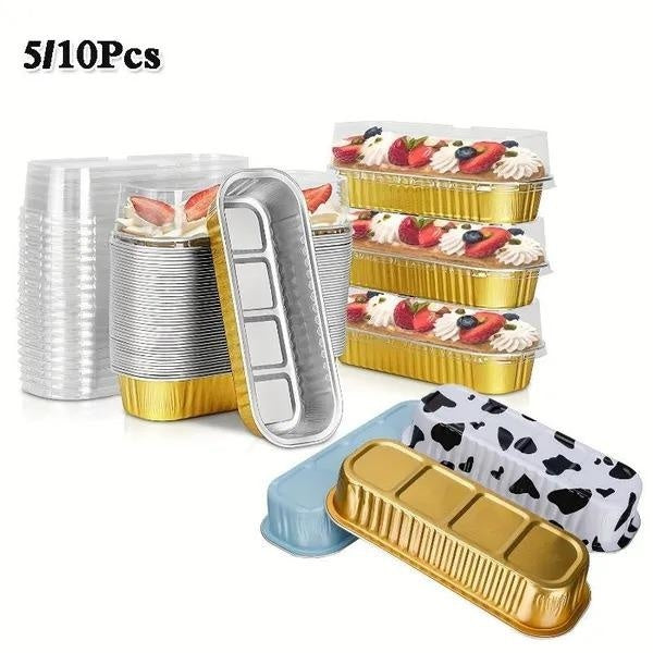 5-10Pcs Foil Food Containers Mini Loaf Pans Great for Cooking, Heating, Storing, Baking, Meal Prepping, Baking Tools, Kitchen Gadgets