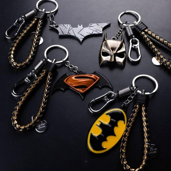 Car Key Pendant Batman Superman Leather Key Chain Pendant Small Gifts for Man