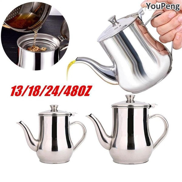 YouPeng Stainless Steel Oil Strainer Pot Container Jug Storage Can Filter Cooking Grease Kitchen Tools（13-18-24-48oz）
