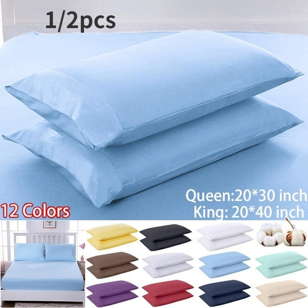 Brushed Microfiber Pillow Cases Standard Queen-King Size - Pillow Case Set of 1-2 Pcs,soft and Breathable Pillowcases with Envelope Closure