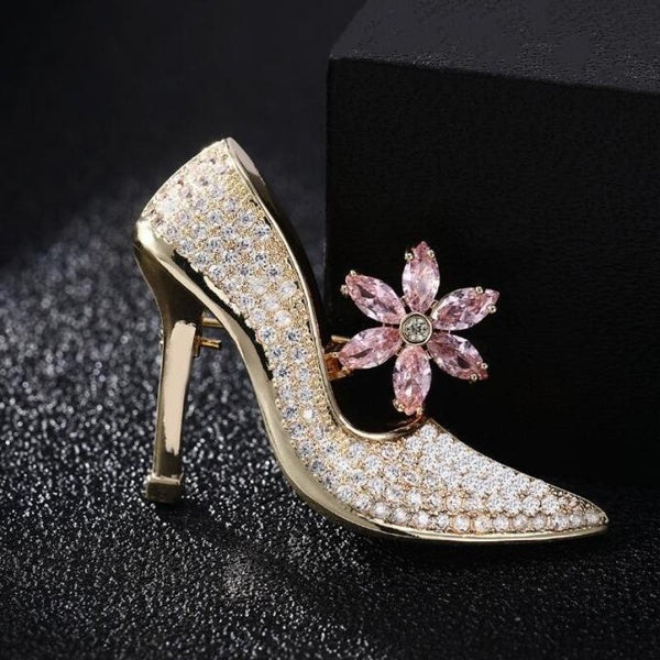 Small Crystal Diamond High Heels Brooch Femininity Sweet Corsage Individual Gender Pin Shirt Cardigan Accessories Matron Inn