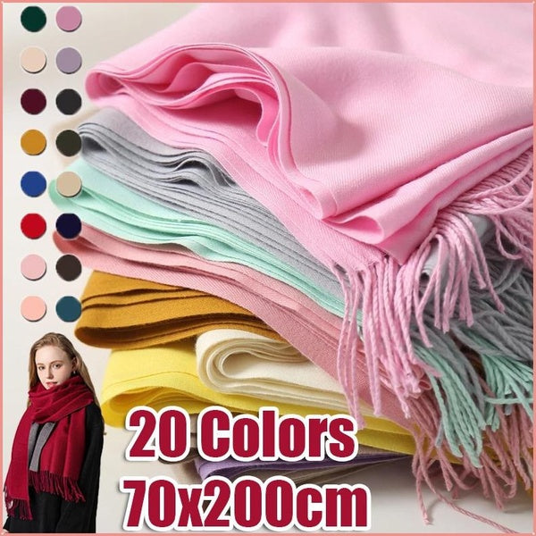20 Color Women Winter Scarf Pure Cashmere Scarves Thick Neck Warm Headband Hijab Lady Shawls Wraps Blanket Women Fashion