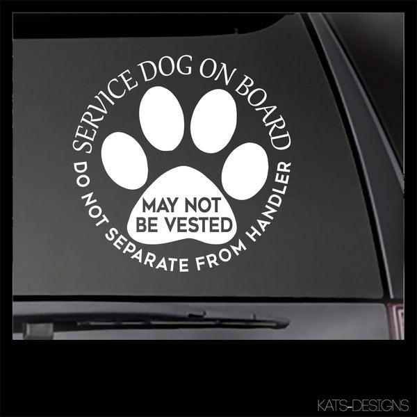 2PCS SERVICE DOG - Do Not Separate from Handler Decal Car Vinyl Decal Sticker