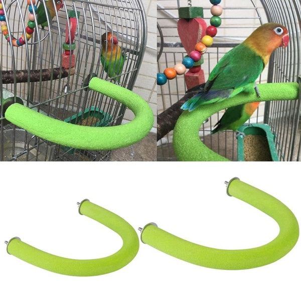 Bird Parrot Perch Stand Rough Surfaced Wooden U Shape Nail Perches Claw Grinding Stick Cage Toys Bird Supplies