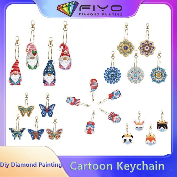 Bricolage 5D diamant peinture porte-clés diamant peinture porte-clés charme artisanat porte-clés pour les débutants en artisanat d'art (porte-clés si