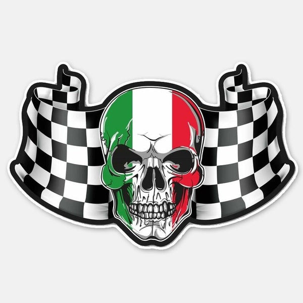 New Hot 15.5CM*9.8CM Creative Flag Italy Skull Head Helmet Motorcycle Car Sticker Decal 6-2781