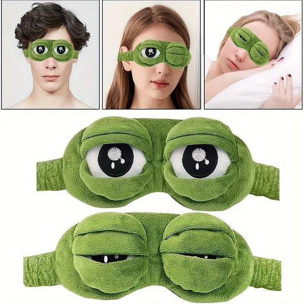 Soft Plush Sleeping Eye Mask Travel Sad Frog Eye Mask Padded Rest Aid Eye Mask 3D Blindfold Kid Adult Eye Patch Relax Massager