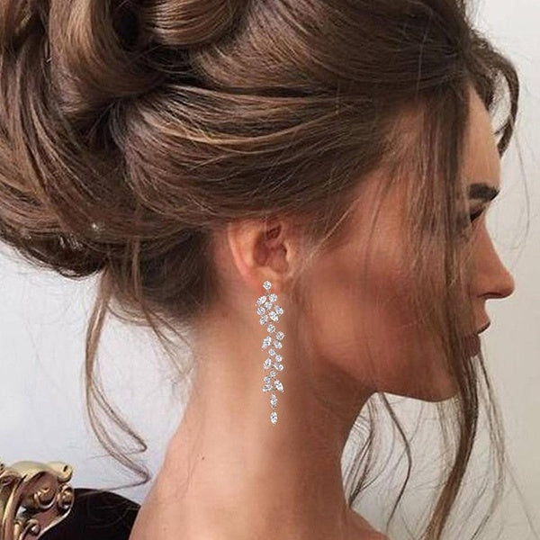 Fashion silver colour fine small petal pattern earrings for women wedding anniversary Christmas beach party jewellery