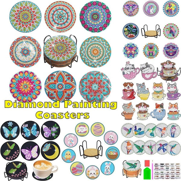 10 Style 5D Mandala Diamond Painting Coasters DIY Rabbit Wooden Crafts Embroidery Kit Coasters Home Decoration @#A05