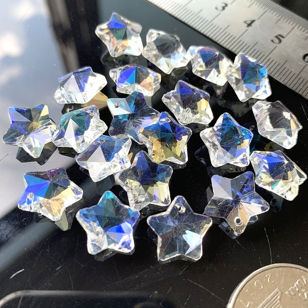 20Pc Top Drill Verre Feu Poli AB Étoile Pentagramme Cristal Perle DIY Pendentif