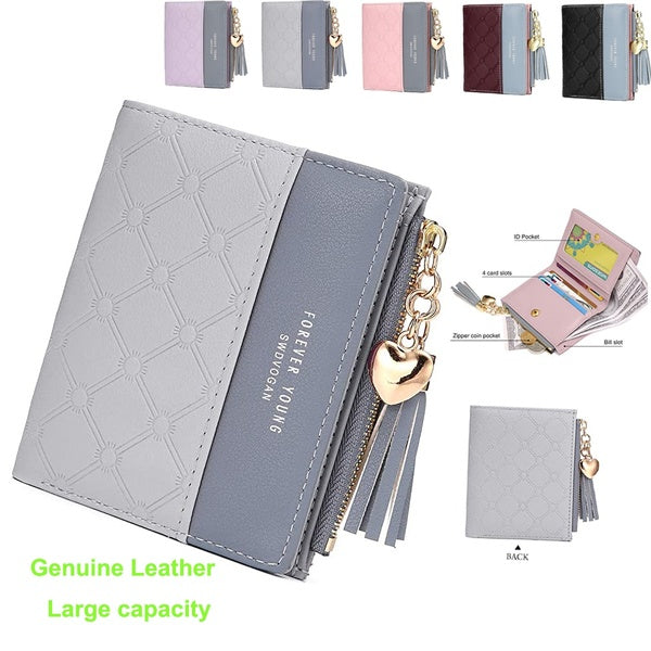 Women's Wallet Ladies Purse Tassels Leather Multi-Slots Short Money Bag Slim Card Holder Purse for Girls Gift Bifold Clutch