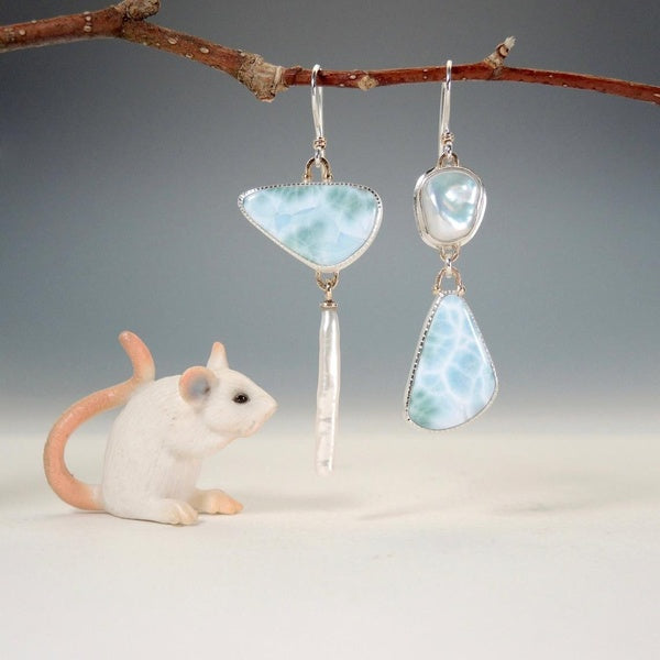 Boucles d'oreilles Larimar Boucles d'oreilles pendantes perle