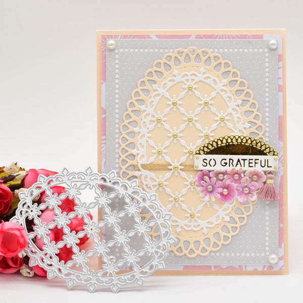 New Lace Oval Rectangle Background Frame Metal Die Cuts for DIY Scrapbooking Album Card Making Paper Crafts