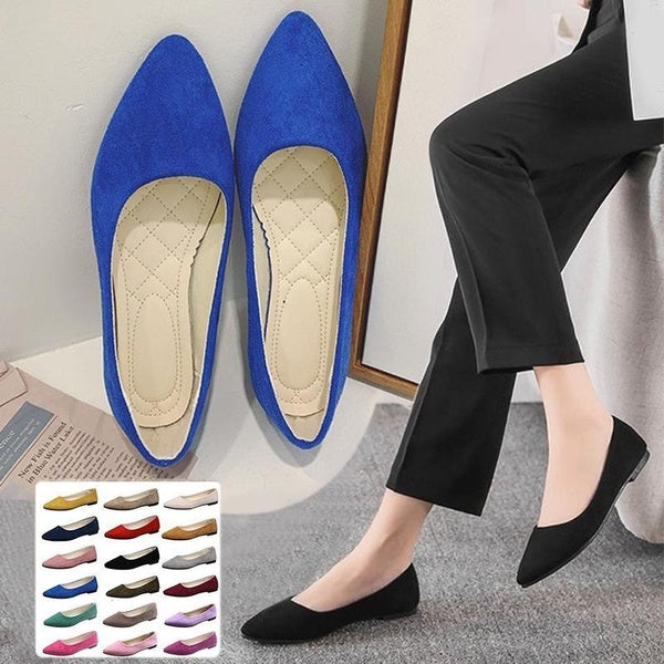 Womens Summer Comfort Point Toe Flats Ladies Solid Classic Casual Slip On Flat Shoes