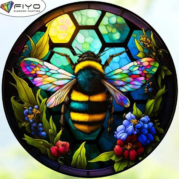 FIYO DIY 5D Bee Diamond Painting Full Drill with Number Kits Home and Kitchen Fashion Mosaic Diamond Painting Canvas Wall Decoration Gift Crafts for