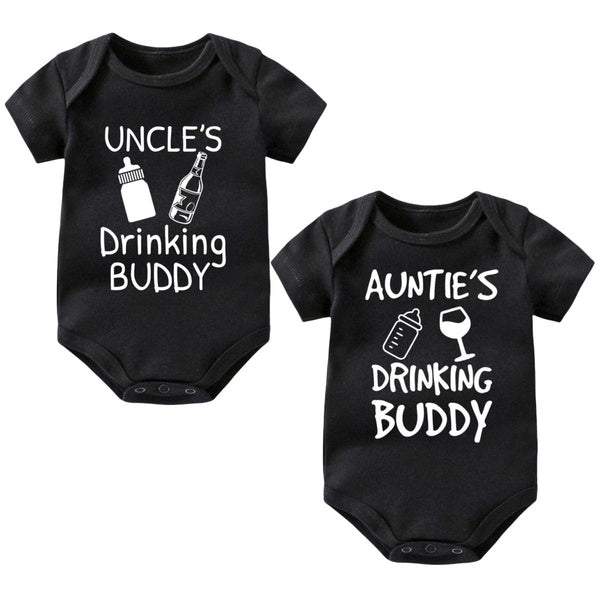Uncle (Aunt) Onesies for Newborn Baby,Uncle's (Auntie's) Drinking Buddy Funny Baby Bodysuit,My Aunt-Uncle is The Best Toddler Cute,Novelty Infant On