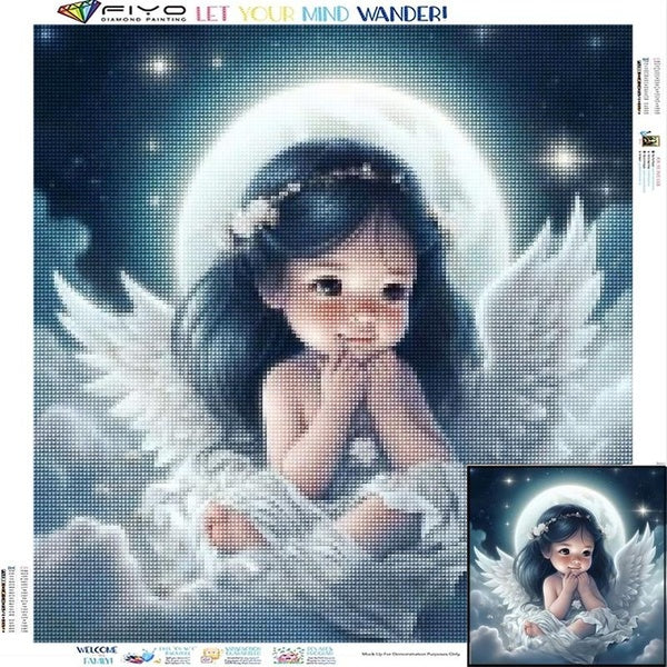 FIYO Angel Girl DIY 5D Diamond Painting Full Drill with Number Kits Home and Kitchen Fashion Mosaic Diamond Painting Canvas Wall Decoration Gift Craf