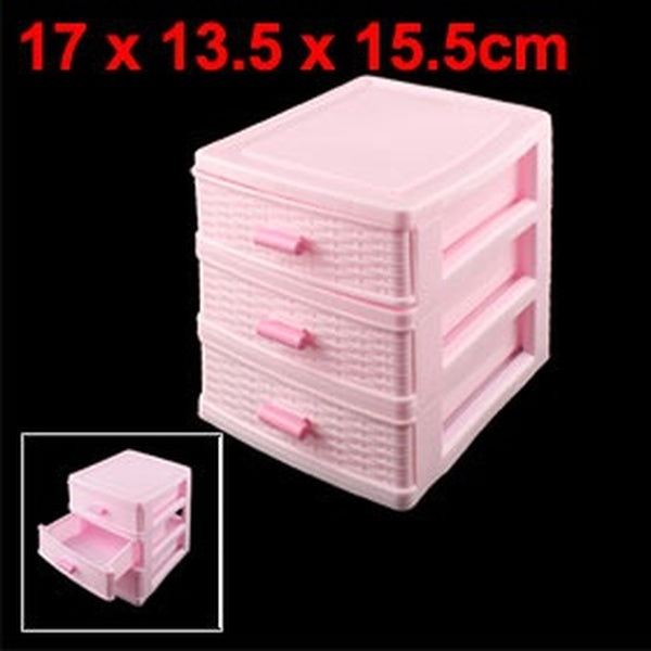 Home Bedroom Plastic 3 Layers Cosmetics Lipstick Hairpin Storage Box Case Pink