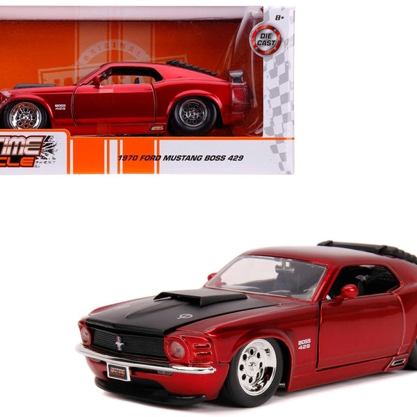 1970 Ford Mustang Boss 429 Candy Red with Black Hood "Bigtime Muscle" 1-24 Diecast Model Car by Jada