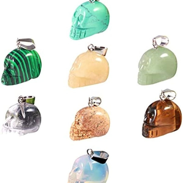 Skull Head Charms Pendants Crystal Quartz Chakra Beads for DIY Jewelry Making Accessories Bracelet Necklace 2pcs