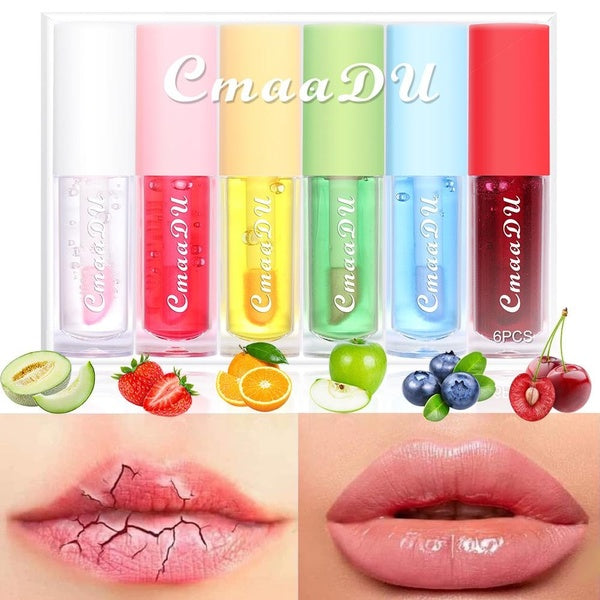 Health & Beauty CmaaDu 6pcs-set Fruit Taste Lip Glaze Temperature Color Change Lip Gloss Oil Lasting Moisturizing Lipstick Base Soften LipsTool
