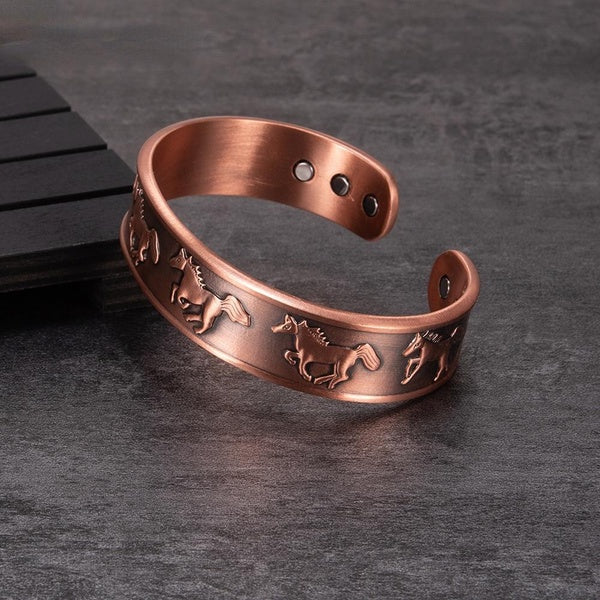 Bracelet magnétique en cuivre pur pour hommes arthrite réglable cheval 15.5MM larges avantages des bracelets