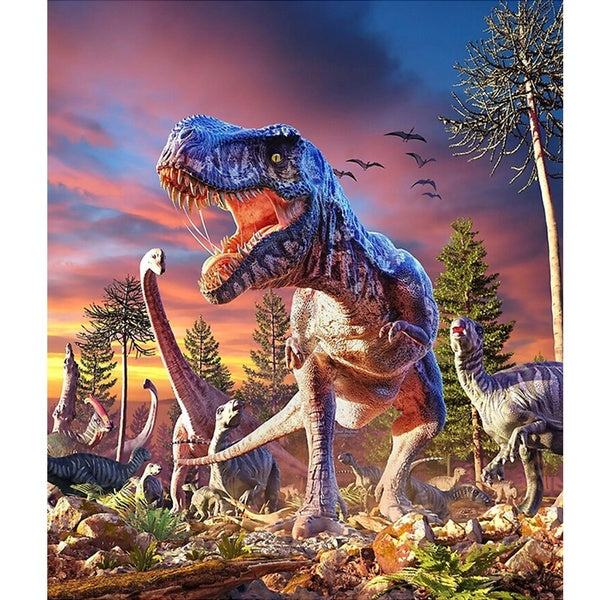 DIY 5D Dinosaur Pattern Diamond Painting Full Drill with Number Kits Home and Kitchen Fashion Crystal Rhinestone Embroidery Paintings Canvas Pictures