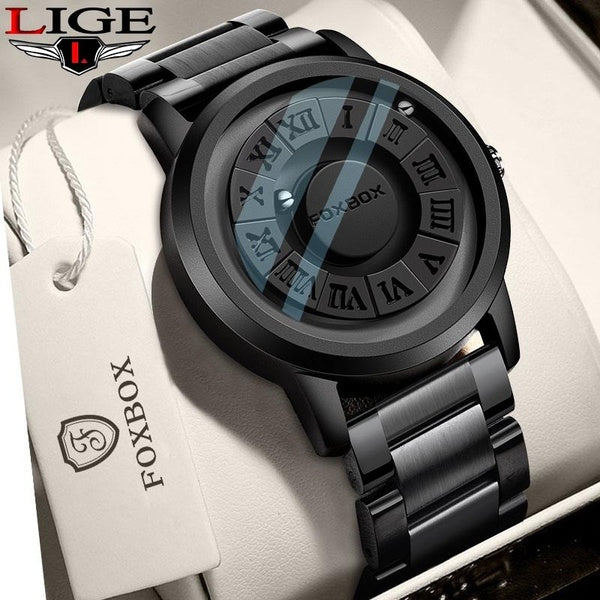 LIGE Vintage créatif boule magnétique montre pour hommes sport montre pour hommes en plein air affaires Quartz horloge pour hommes Relogio Masculino