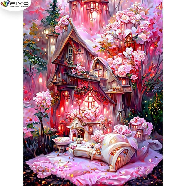 FIYO Flower Room DIY 5D Diamond Painting Full Drill with Number Kits Home and Kitchen Fashion Mosaic Diamond Painting Canvas Wall Decoration Gift Cra