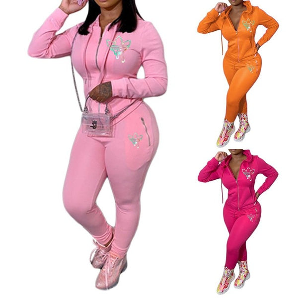 Plus Size Womens Ladies Two Piece Long Sleeve Zip Up Hoodie Hooded Jacket Coat+Pants Sets Outfits