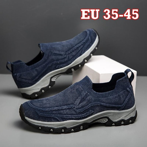 Baskets plates en maille respirantes pour hommes, chaussures de marche, mocassins à semelle en caoutchouc, antidérapantes, à enfiler, taille EU 35-45