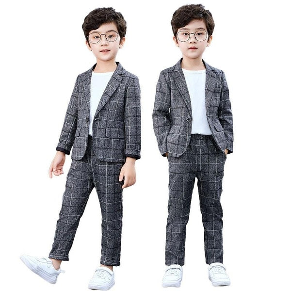 2Pcs Kids Boys Suit Blazer Pants Tuxedo Set Formal Attire Wedding Birthday Party Formal Suit Gentleman Outfit