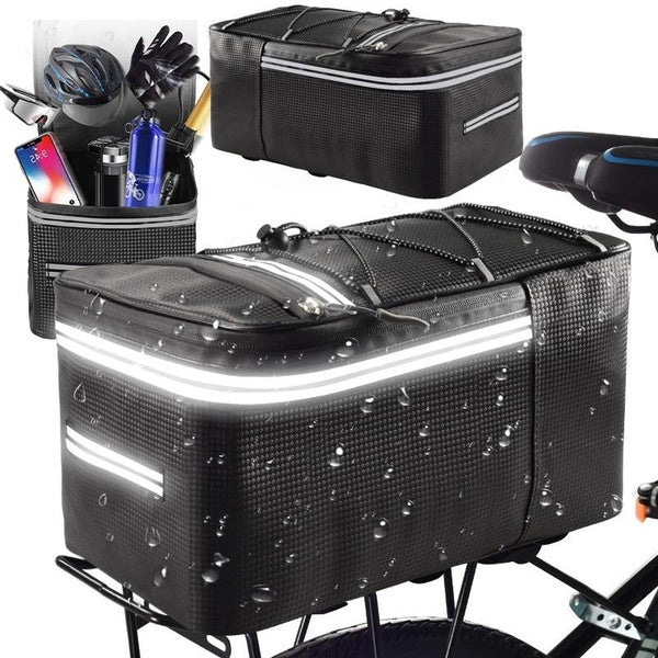 (12,15 Liters) Rear Seat Trunk Bag, Waterproof Multi Function Bicycle Panniers Bike Rear Bag Carrying Luggage Package Rack Panniers