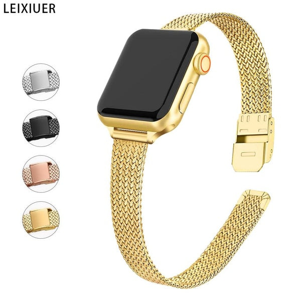 LEIXIUER Slim Stainless Steel Band for Smart Watch Ultra 2-Ultra 49mm 9 8 7 41mm 45mm Series SE 6 5 4 3 2 1 Women Bracelet Accessories Strap for Smar Matron Inn