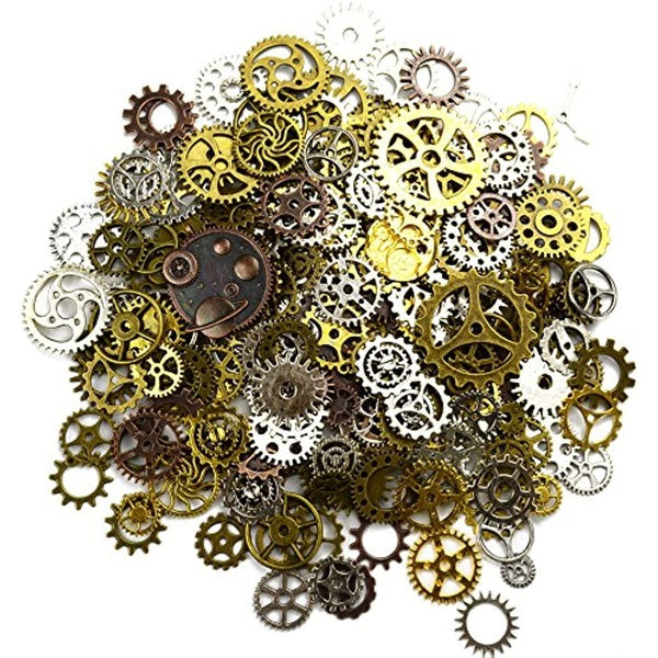 50 Grammes Assorties Steampunk Engrenages Vintage Mixte Couleur Métal Charmes Fabrication de Bijoux Charmes Cog Montre Roue Steam Punk Halloween Part