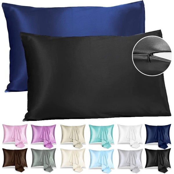 Satin Pillowcase for Hair and Skin,soft and Comfortable Luxury Satin Pillowcases with Hidden Zipper Closure,Hypoallergenic Cooling Pillow Cases,Stand