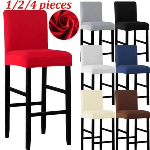 Counter Pub Stool Chair Cover Solid Color Stretch Spandex Slipcover for Bar Banquet Wedding Party Dining Room Home Decor (1-2-4pcs)