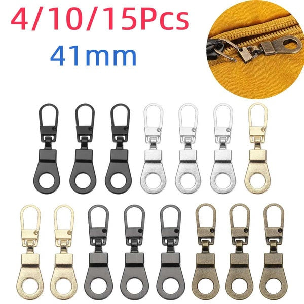 Lot de 4-10-15 tirettes de fermeture éclair amovibles pour sacs et portefeuilles, vêtements, jeans, sacs à dos, outils de couture, fournitures d'arti