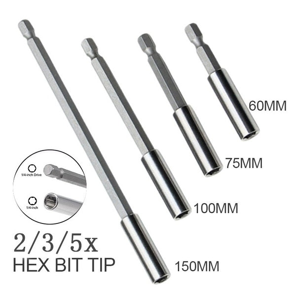 New Quality 2-3-5Pcs 1-4 Inch Magnetic Hex Socket Bit Adapter Set Hex Impact Drill Bits Driver Bar Wrench Extension