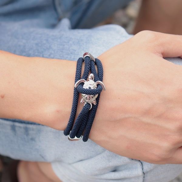 Fashion Handmade Sea Turtle Viking Bracelet Charms Multilayer Milan Rope Braslet For Men Armband String Adjustband Jewelry Homme